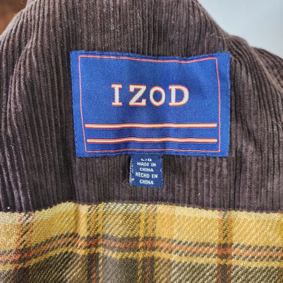 Izod Brown Corduroy Jacket Chore Barn Utility Outdoors Farm Western L - Picture 3 of 4